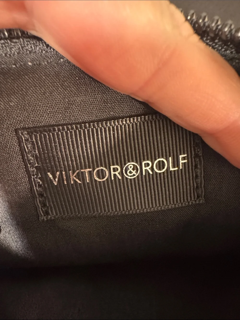 Viktor & Rolf Pale Pink Embossed Leather Zip Pouch